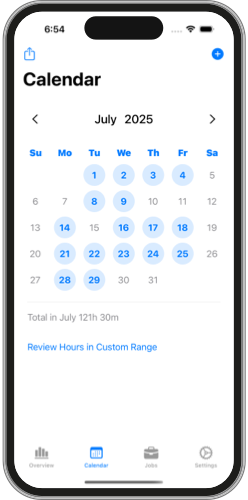 WorkClock app screenshot - add work record